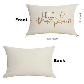 MAZSHTTD Fall Lumbar Pillow Cover 12x20 Inch Hello Pumpkin White Pillow Case Outdoor Decorative Lumbar Throw Pillow Cover for Fall Autumn Decor for Room Couch Porch Patio
