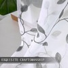 Tollpiz Leaves Sheer Tier Curtain Grey Leaf Embroidery Kitchen Half