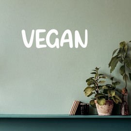 Vinyl Wall Art Decal - Vegan - 6" x 20" - Trendy Motivational Positive Healthy Lifestyle Quote Sticker for Office Health Wellness Clinic Gym Nutrition Center Home Kitchen Restaurant Decor (White)
