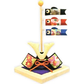 『白木台　兜と鯉のぼり』;端午の節句飾り・五月人形;手作りちりめん細工　なごみの和雑貨