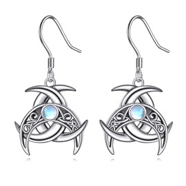 POPLYKE Celtic Knot Earrings for Women Sterling Silver Moonstone Earrings Moon Jewelry Gift for Girls (moonstone)