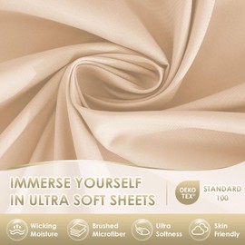 Luxury Silky Soft Bed Sheet Set, 4 Piece,Twin Size, Fits 16 inch Deep Pocket Mattresses, Wrinkle Free & Breathable Cooling, Champagne gold Bedding Sheets (Fitted Sheet, Flat Sheet, Pillowcases)