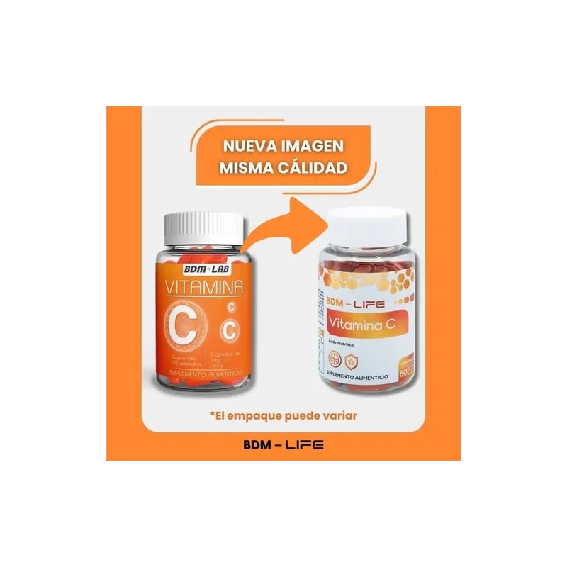 2x1 Vitamina C Suplemento Alimenticio Bdm Lab Sabor Sin Sabor