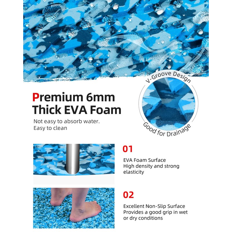 Abahub EVA Foam Boat Decking 96''x47'' Non-Slip Surfboard Traction Pad