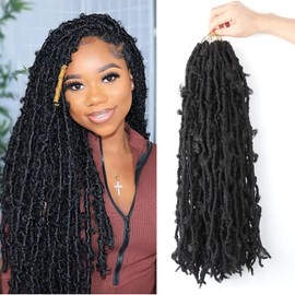 5 Packs 18 Inch Butterfly Locs Crochet Hair for Black Women Faux Locs Pre looped Pre-twisted Braids (18 inch 5 pack, 1b)