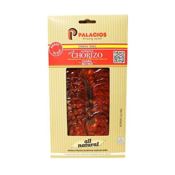 Authentic Spanish Chorizo Sliced Imported from Spain. Mild 3.5 OZ by Palacios