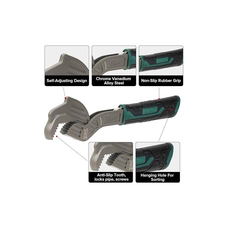 6” 8” 10” Self Adjustable Pipe Wrench Set, Chrome Vanadium