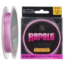 Rapala RLX100M04PK PE Line Rapinova X Multi Game, 328.4 yd (100 m), No. 0.4, 8.8 lb, 4 Braids, Pink
