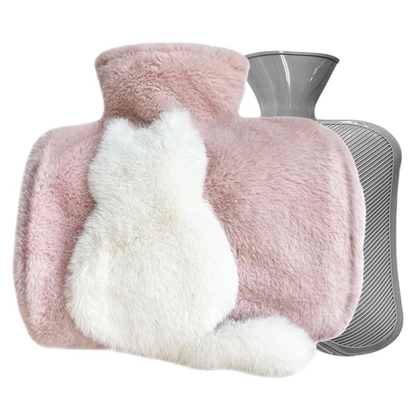 Cute Hot Water Bottle, Soft, Injection Type, 59.1 fl oz (1,500 ml), 0.5 gal (1.5 L), Hot Water Bag, Camping, Plush Toy, Eco Hot Water Bottle, Rubber, No Electricity Required, Cold Protection, Warmer,