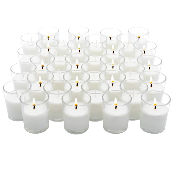 Royal Imports Unscented Clear Glass Votive Candles, Long 10 Hour Burn Time, for Home, Spa, Wedding, Birthday, Holiday, Restaurant, Party, Birthday, 36 Pack