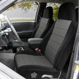 ESMING 60/40 Front Split Bench Seat Covers for Chevy Colorado GMC Canyon 2004 2005 2006 2007 2008 2009 2010 2011 2012 with Console Armrest Protector Accessories Knitted Fabric Breathable-Black