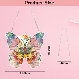 Hanging Diamond Art Butterfly Kit Pendant Colorful Acrylic Diamond Painting Hanging DIY Painting Pendant Kit Decor Home Windows Decor for Kid Adults DIY Craft