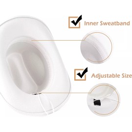 Unbranded White Western Cowboy Cowgirl Hat, Revolver Gun Bullet Strap, Men Women Wide Brim