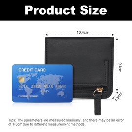 Aucuu Women's Wallet, RFID Blocking Leather Compact Bifold Wallet, Women's 7 Cards Slim Minimalist Card Holder with ID Window, Small Ladies Coin Purse, Classic Black