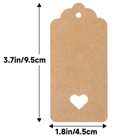 G2PLUS 100PCS Blank Gift Tags with String, Kraft Paper Hangtags, Hollow Heart Gift Tags, Wedding Favors Tags for Valentine's, Thanksgiving, Christmas