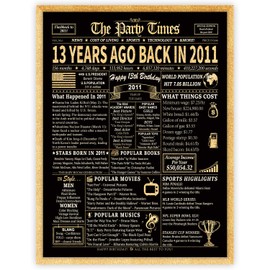 WowBefun Happy 13th Birthday Decorations Gifts for Girls & Boys, Unique Gifts Ideas for 13 Year Old Funny Happy Birthday Poster for Son Daughter Back In 2011