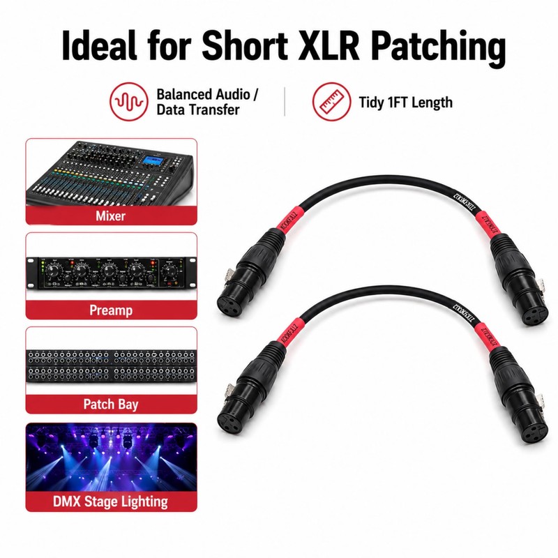 KOOKFJLLZ XLR Female to Female Cable 1ft 2 Pack -