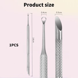 1Pcs Cuticle Pusher Tool 2-in-1 Stainless Steel Manicure Tool with Loop and Beveled Tips, Gently Lifts and Removes Cuticles