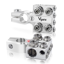 Vgate 12-Way Lead Acid Battery Terminal Connector, Multi-Size Hole Holder, 8AWG up to 4/0(XL) AWG Gauge, Positive & Negative for SAE/DIN/EN Tapered Top Post