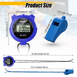 Simgoing 48 Pcs Digital Stopwatch Timer Plastic Whistle Bulk for Sports Coaches Referee Waterproof Watch Timer Whistle with Lanyard Multi Function Electronic Fitness Date Alarm (Blue)