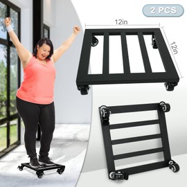 Plant Caddy with Wheels, 2 Pack 12 Inch Plant Stand with Wheels Metal Square Planter Dolly with Lockable Caster Heavy Duty Dolly Base for Indoor Outdoor Holds up 380 Lbs Pots Planter, Black