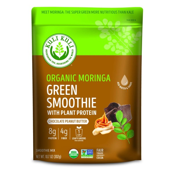 Kuli Kuli Moringa Green Smoothie + Protein, 10.8 Chocolate Peanut Butter Chocolate Peanut Butter 10.7 Ounce