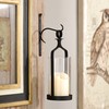 Souliron Hanging Hurricane Glass Wall Sconce Candle Holder Black Metal