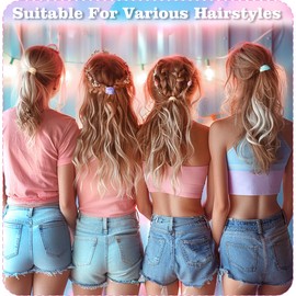 20pcs Colorful Elastic Hair Bands with Thanks Shimmer Cards Gift for Fans Women Birthday Party favors, 10 Colors