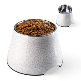Elevated Dog Bowls with Stainless Steel Bowl, Prevention of Vertebrae Disease Dog Food Bowl, Non-Slip and High Capacity Pet Bowls Crackle Design L/3 Cup