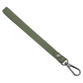 SUIKIHUM Leather Wristlet Strap, 20cm/7.87" Long KeyChain Hand Strap, Army Green Leather, Black Clasp