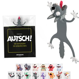 KXT DES!GN KXT Witzige 3D Lesezeichen - Original AUTSCH! Cartoon Tiere - Lustiges Geschenk für Kinder und Erwachsene (Kojote)