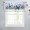 Dabuniu Valance Rod Pocket Curtain, Butterfly Pattern, Blue Butterflies Flower,