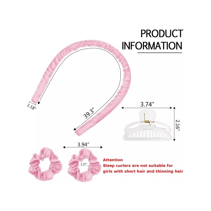 CORATED 무열 컬링 막대 헤드밴드 하룻밤 자는 컬을 위한 실크