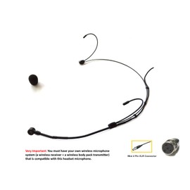 Ultra Lightweight Black Unidirectional Headset Microphone for Shure Wireless Transmitters_Adjustable Left/Right Boom
