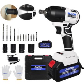 21V Cordless Brushless Impact Wrench 1/2 inch, 420N.m High Torque Impact Gun with 6.0Ah Battery ＆ Fast Charger, 4 Sockets, 12 Drills, Electric Impact Wrench Set with Variable Speed for Car Tires