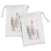 Ambesonne Feminine Fabric Pouch Set of 2, Smiling Cartoon on
