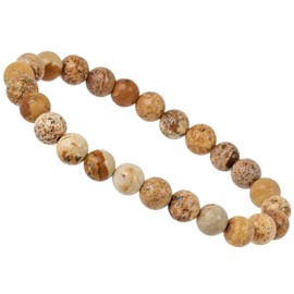 Eledoro Genuine Gemstone Beads, Chakra Bracelet, PowerBead, Stretch Bead Bracelet, 8 mm, 17 centimeters, Gemstone, Landscape Jasper