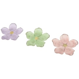 Mopec Small Pink Flower Plate, Green, Lilac 12.5 cm, Pack of 3, Multicoloured, One Size, 3