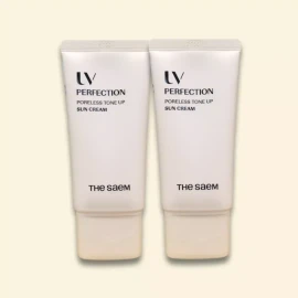 The Saem 더샘 유브이 퍼펙션 포어리스 톤업 선 크림 기획 세트 SPF 50+ PA++++ 50ml x 2개 투명한톤케어 The Saem UV Perfection Poreless Tone Up Sun Cream Set SPF 50+ PA++++ 50ml x 2 Transparent Tone Care