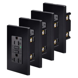 SuperInk Black GFI Outlet 20Amp,Black GFCI Electrical Outlet,Ground Fault Circuit Interrupter Receptacle,Weather Resistant WR GFCI with LED Indicator,Wall Plates Included, ETL Listed,Black,4PK