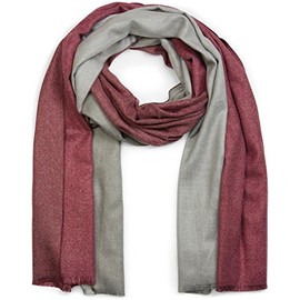 styleBREAKER soft scarf in colour gradient look, fringing, shawl, ladies 01018145, Colour:Grey-Raspberry