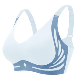 PrinStory Non Wired Bras For Women Push Up Bralettes For Women With Support Full Coverage Wireless Padded Ladies Bra (Light Blue, XXL)