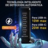 KIONTS Estación de Carga Rápida con 6 Puertos USB,Torre Cargador