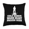 Cold Hands Warm Heart Ice Fishing Throw Pillow