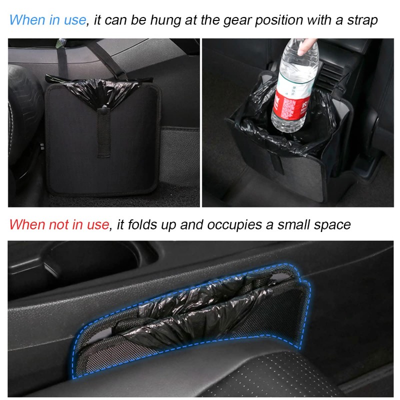 Fekey&JF Foldable Car Trash Can, Hanging Waterproof Leakproof Trash Can