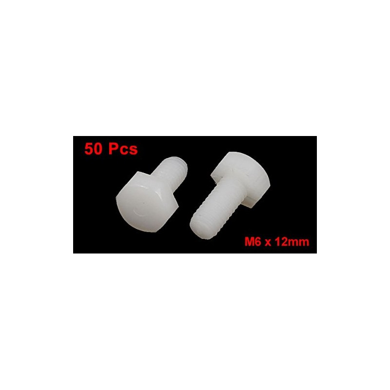 uxcell M6 x 12mm Full Thread Nylon Metric Hex Head
