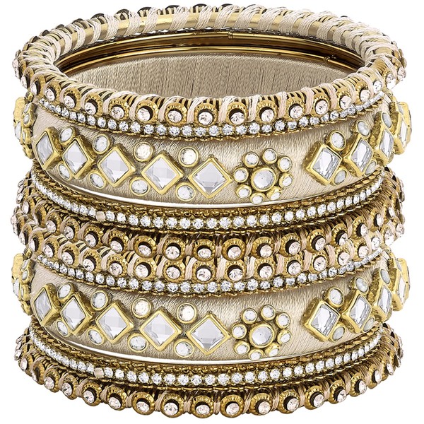 Aheli Silk Thread Stone Studded Chura Chuda Bangle Set Gift