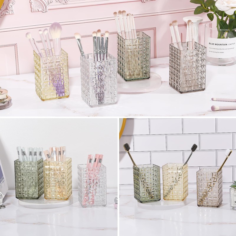 DASITON Makeup Brush Holder Organizer, Acrylic Makeup Brush Cup, Diamond