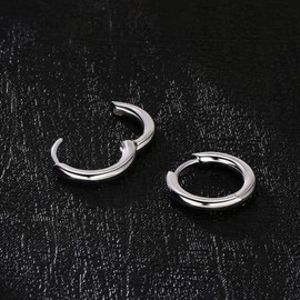 KRKC & CO Hoop Earrings, 0.6 inch (15 mm), Men's Earrings, 925 Silver, Hypoallergenic, Binaural, 14k Gold Plating, Round Hoop, Simple, Unisex, Earrings, Hip Hop Accessory, Present, No Gemstone