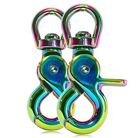 Ganzoo © Scissor Carabiner Hook with Swivel Joint / Swivel Head for Dog Leash/Collar Set of 2, Alloy Steel 61 mm Length, Also for Paracord 550 / Key Pendant, Colour: Rainbow